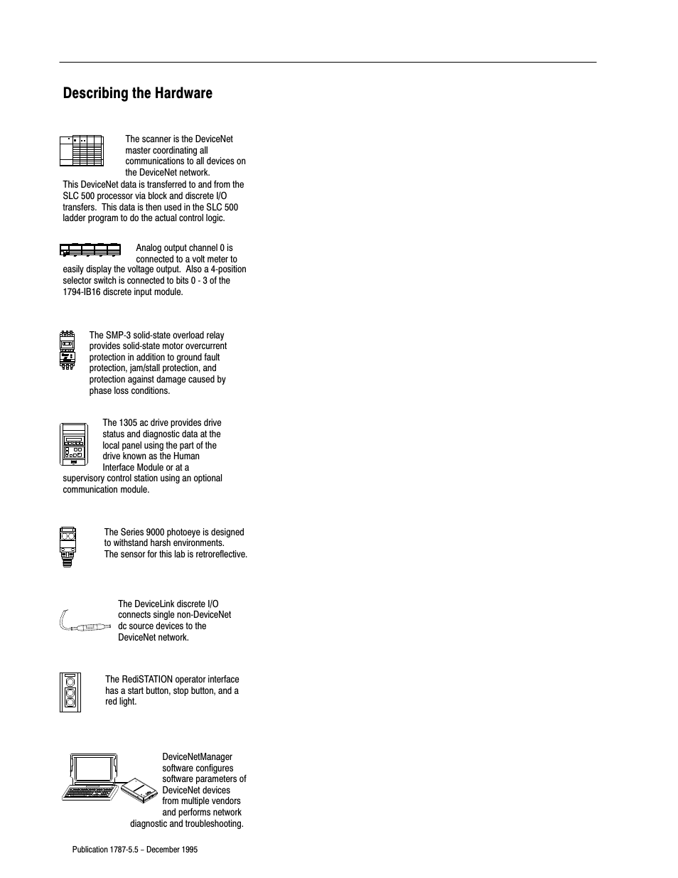 Describing the hardware | Rockwell Automation 1771-SDN/B INSTL.INSTR.DEVICENET SEMINAR User Manual | Page 6 / 25