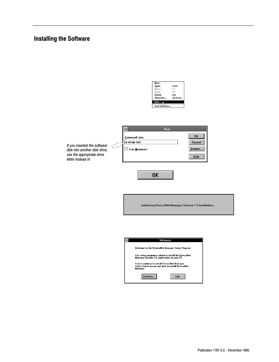 Installing the software | Rockwell Automation 1771-SDN/B INSTL.INSTR.DEVICENET SEMINAR User Manual | Page 7 / 25
