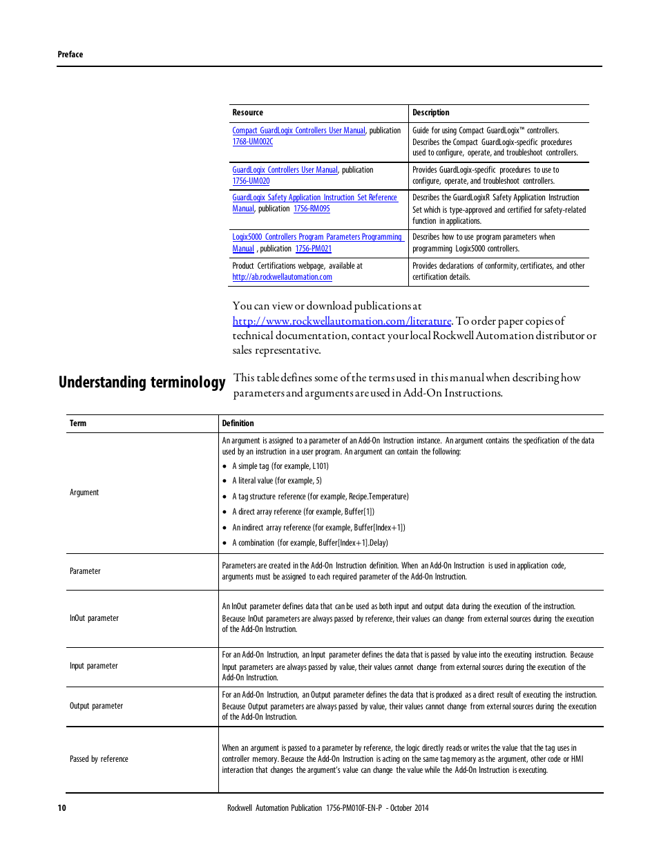 Understanding terminology | Rockwell Automation Logix5000 Controllers Add-on Instructions Programming Manual User Manual | Page 10 / 104