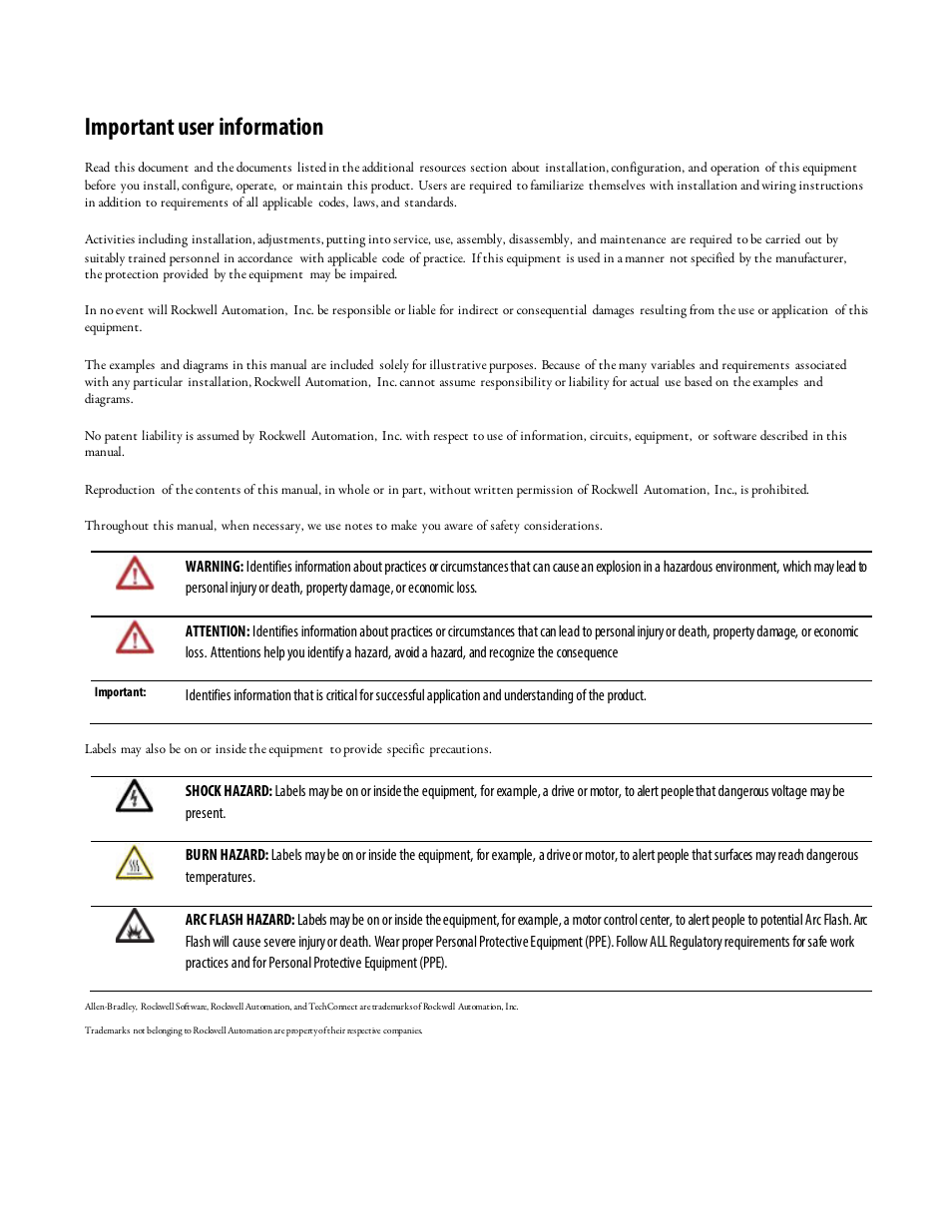 Important user information | Rockwell Automation Logix5000 Controllers Add-on Instructions Programming Manual User Manual | Page 2 / 104