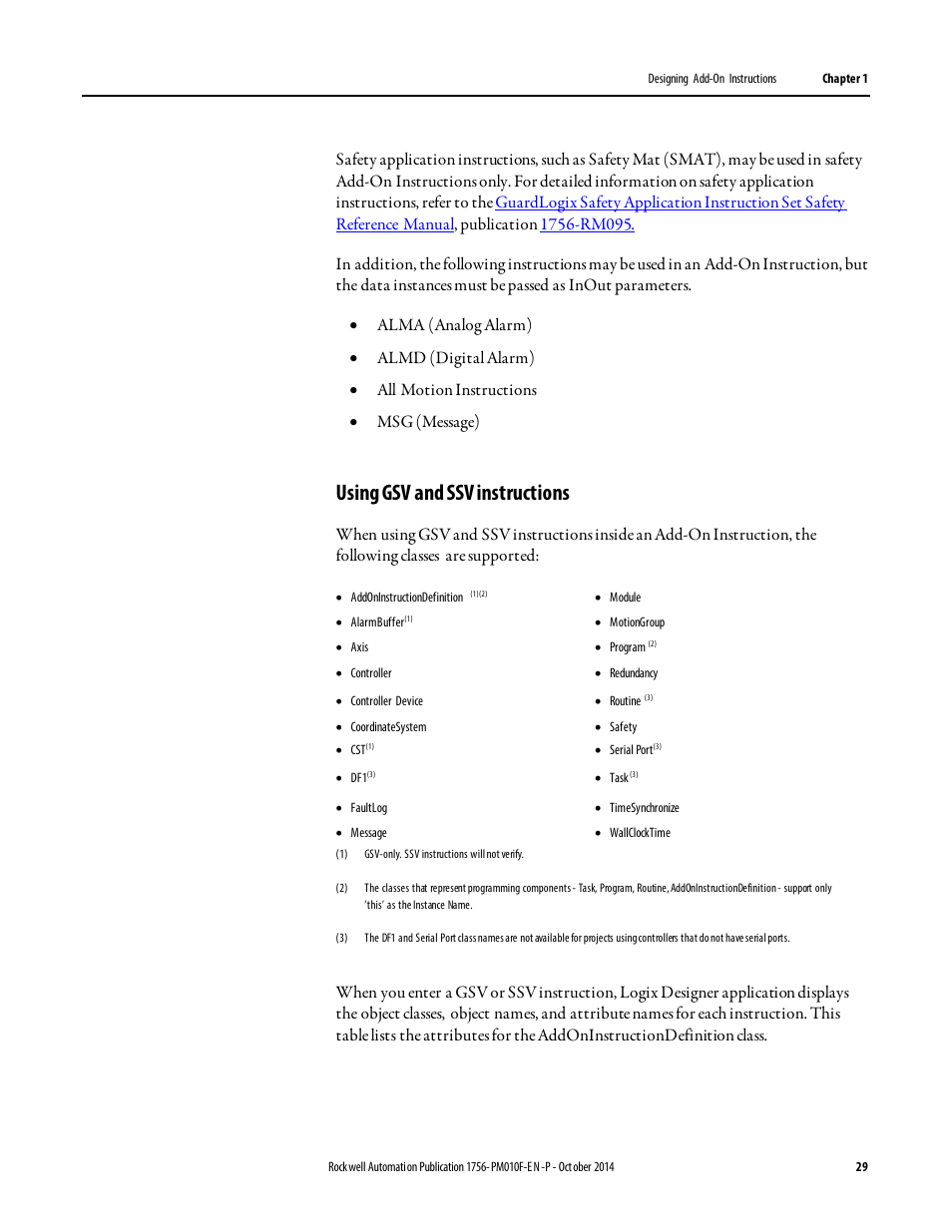 Using gsv and ssv, Instructions, Using gsv and ssv instructions | Rockwell Automation Logix5000 Controllers Add-on Instructions Programming Manual User Manual | Page 29 / 104
