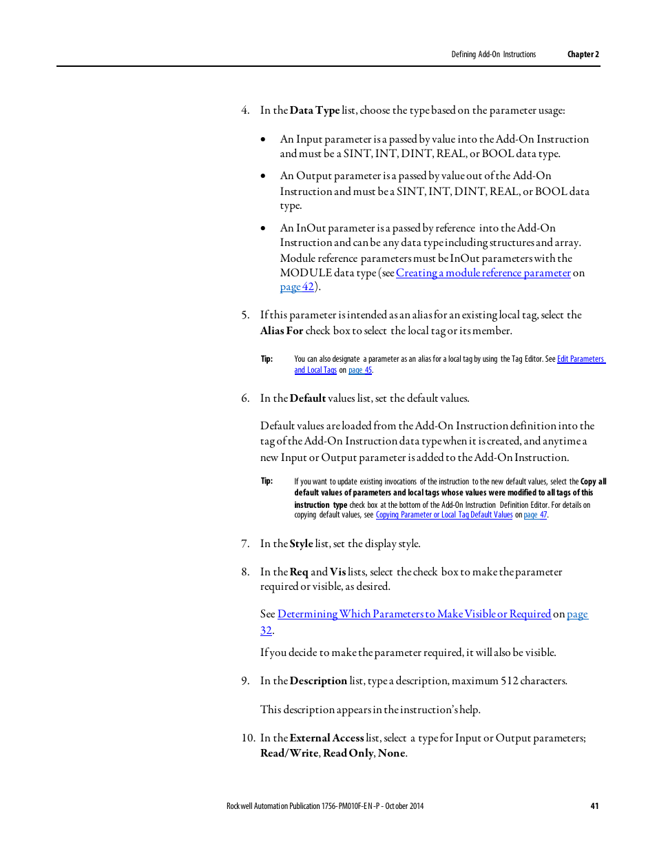 Rockwell Automation Logix5000 Controllers Add-on Instructions Programming Manual User Manual | Page 41 / 104