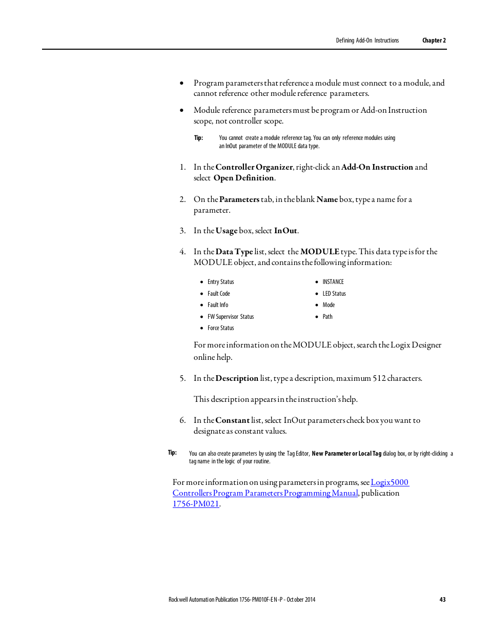 Rockwell Automation Logix5000 Controllers Add-on Instructions Programming Manual User Manual | Page 43 / 104