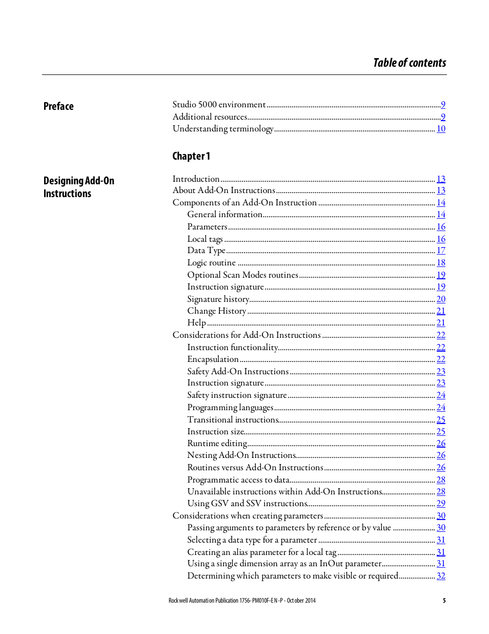 Rockwell Automation Logix5000 Controllers Add-on Instructions Programming Manual User Manual | Page 5 / 104