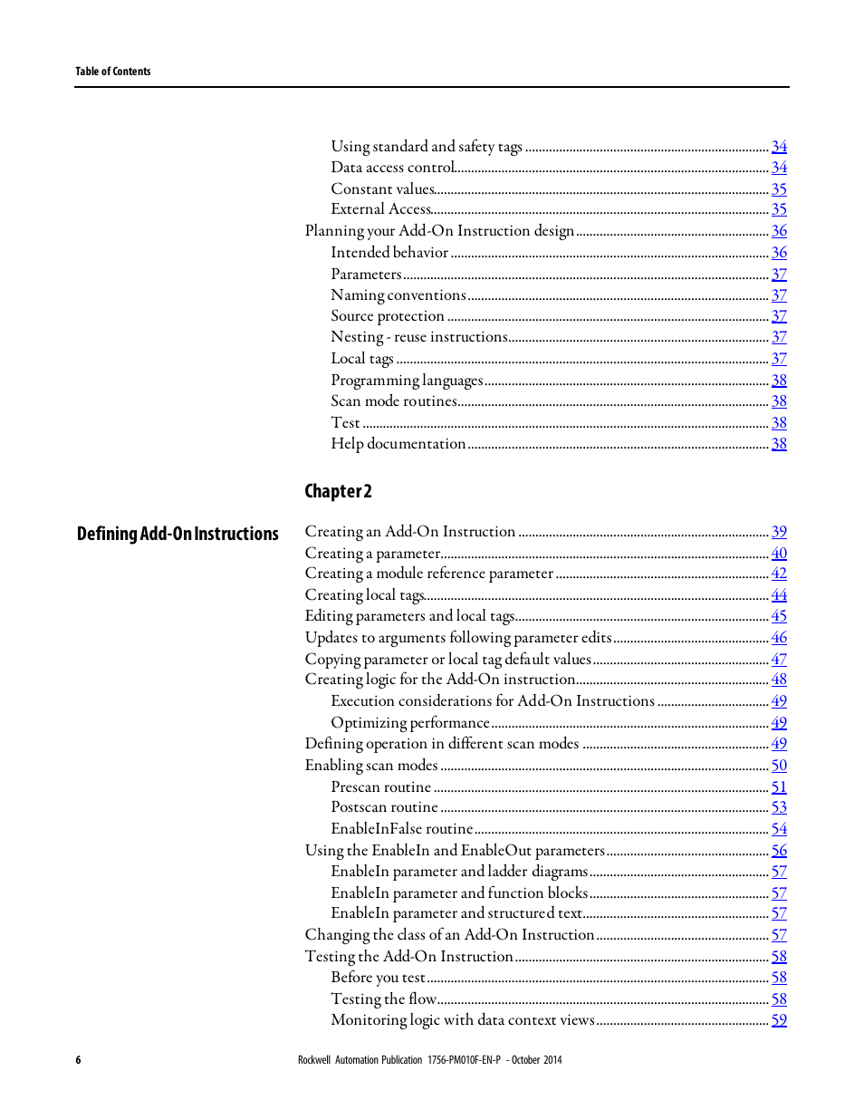 Chapter 2, Defining add-on instructions | Rockwell Automation Logix5000 Controllers Add-on Instructions Programming Manual User Manual | Page 6 / 104