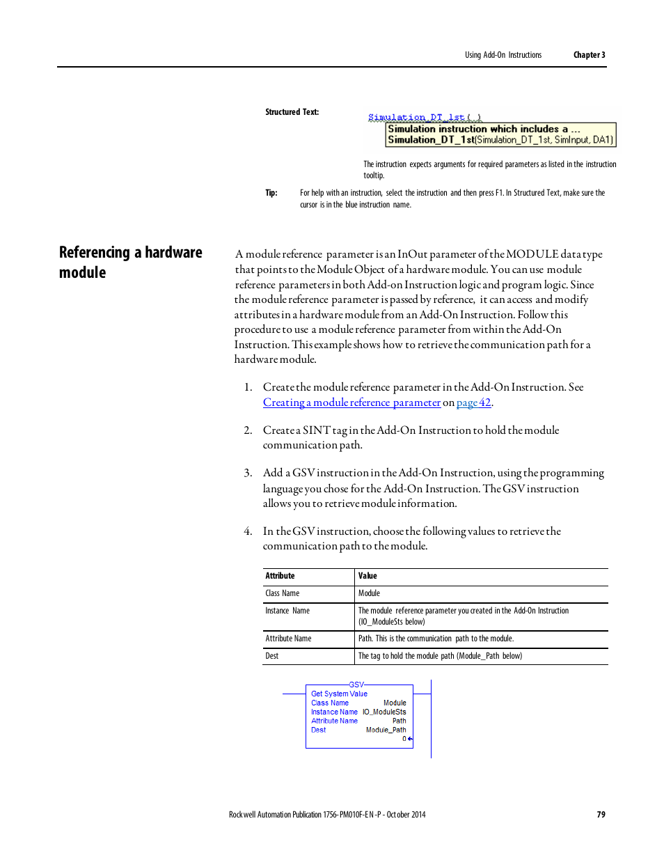 Referencing a hardware module | Rockwell Automation Logix5000 Controllers Add-on Instructions Programming Manual User Manual | Page 79 / 104