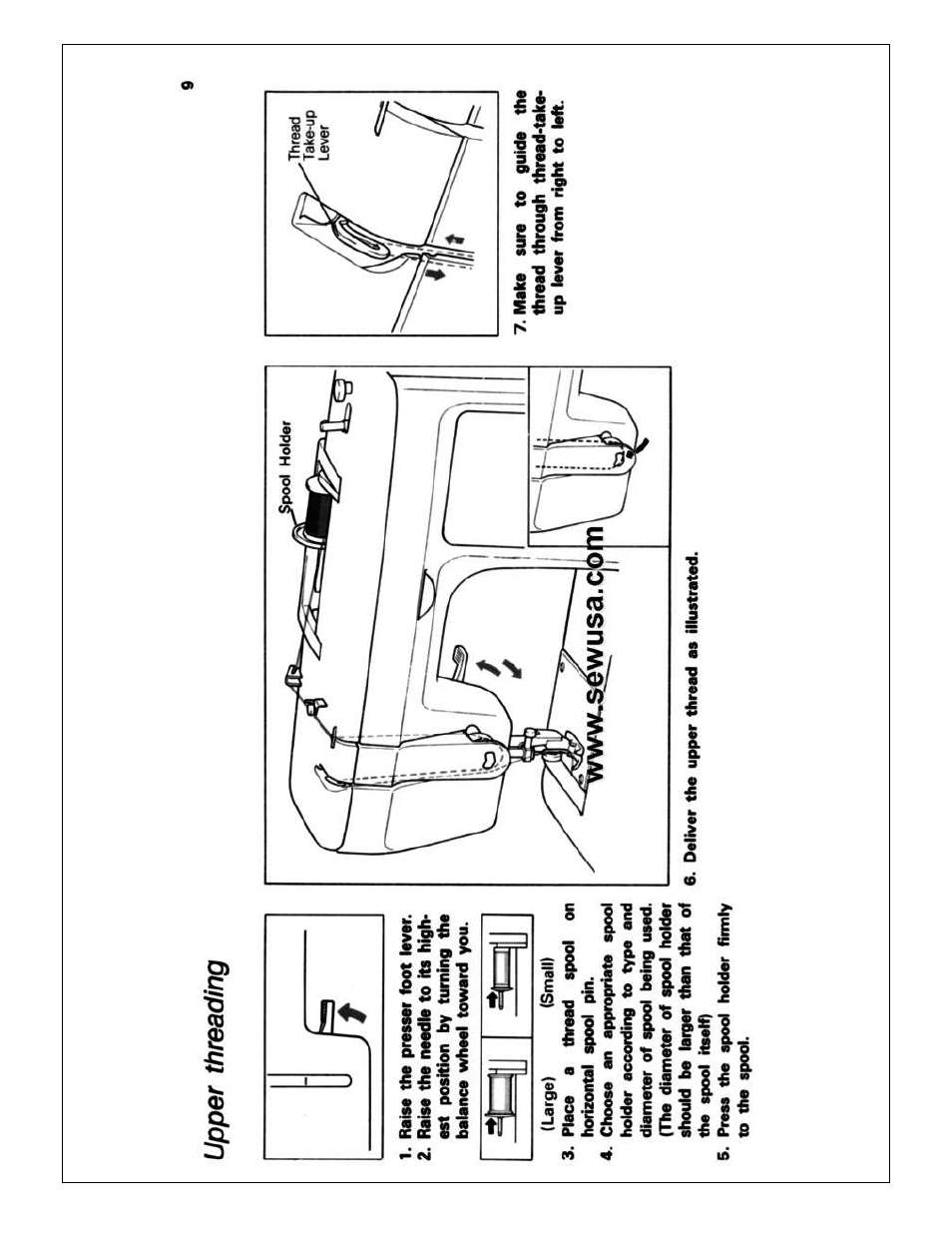 Upper threading | Brother X L 2010 User Manual | Page 12 / 35