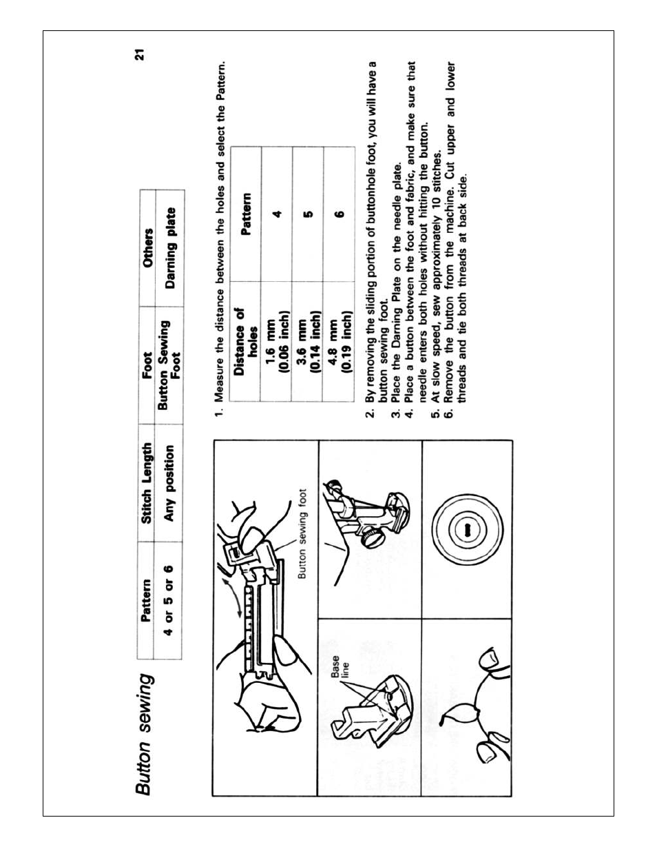 Button sewing | Brother X L 2010 User Manual | Page 24 / 35