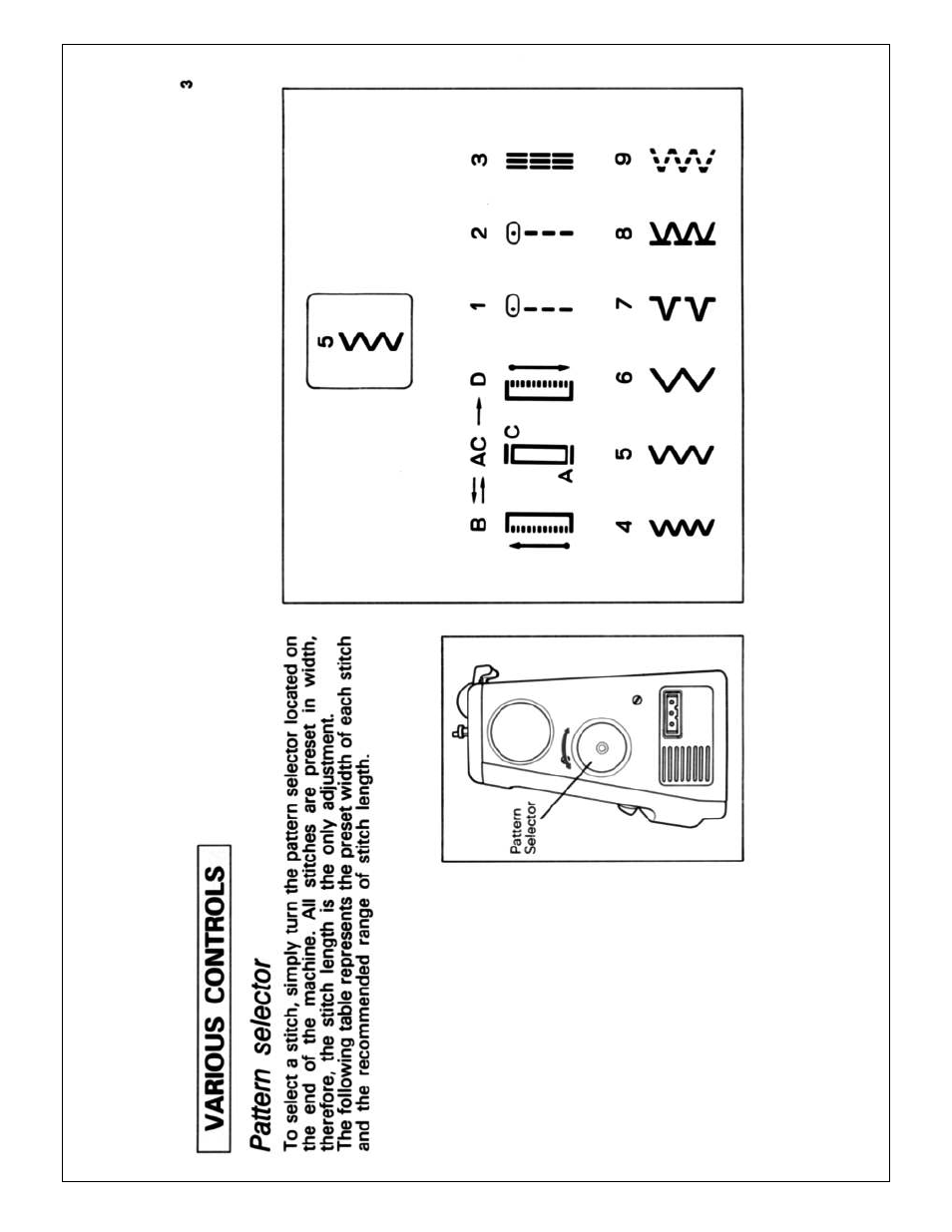 Various controls pattern selector | Brother X L 2010 User Manual | Page 6 / 35