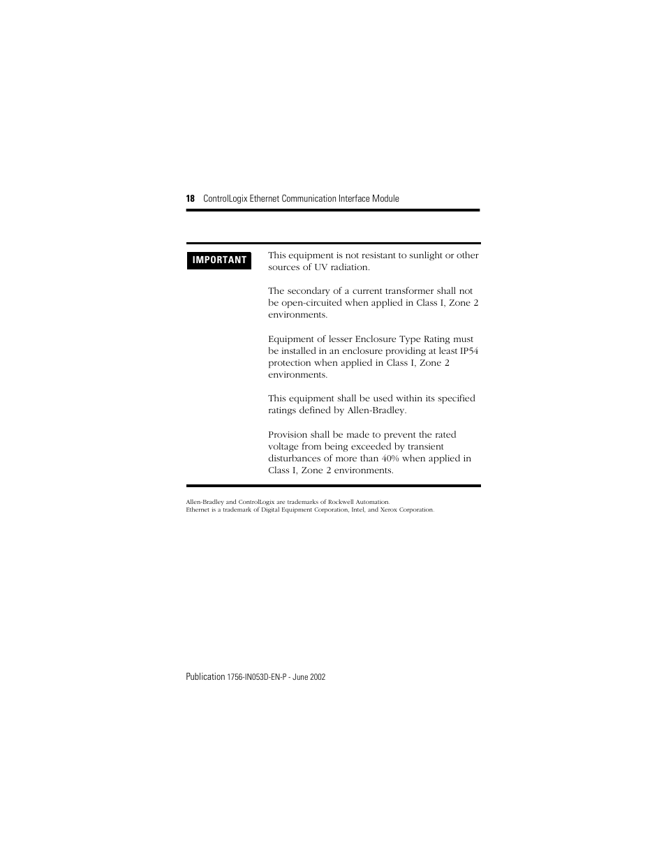 Rockwell Automation 1756-ENET/B ControlLogix EtherNet Comm. Interface Module, Series B Installation Instructions User Manual | Page 18 / 20