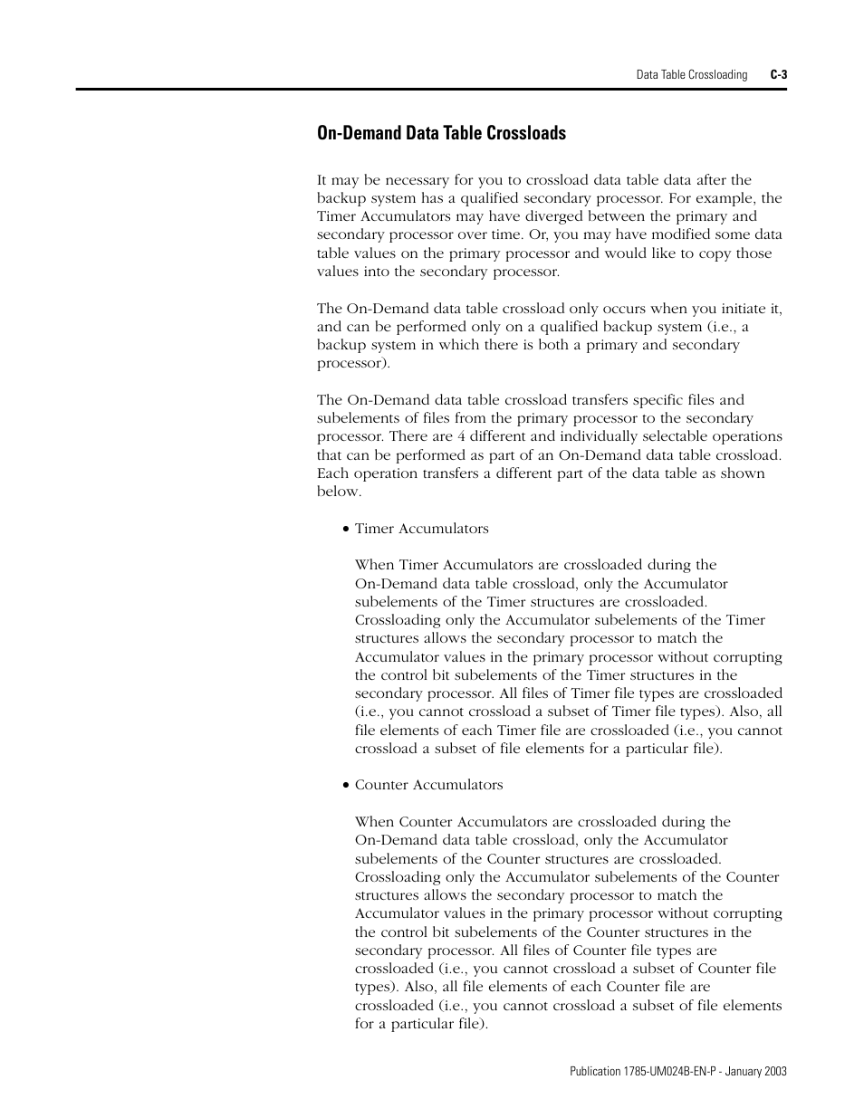 On-demand data table crossloads | Rockwell Automation 1785-CHBM ControlNet PLC-5 Hot Backup System User Manual User Manual | Page 101 / 140