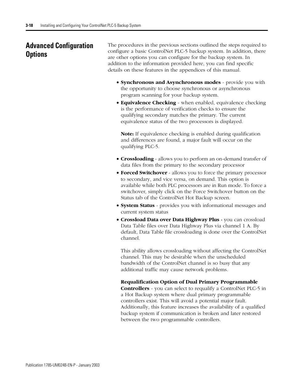 Advanced configuration options, Advanced configuration options -18 | Rockwell Automation 1785-CHBM ControlNet PLC-5 Hot Backup System User Manual User Manual | Page 44 / 140