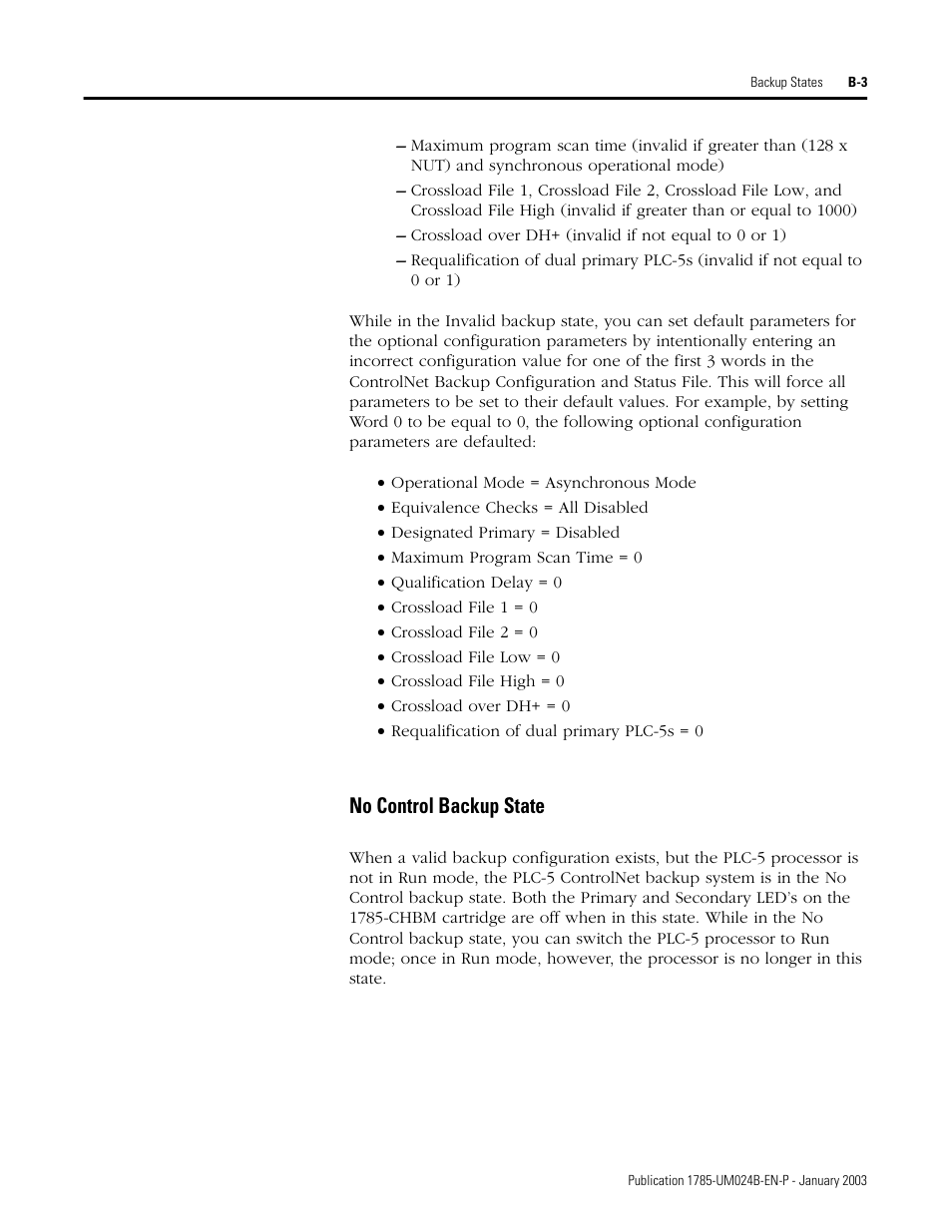 No control backup state | Rockwell Automation 1785-CHBM ControlNet PLC-5 Hot Backup System User Manual User Manual | Page 83 / 140