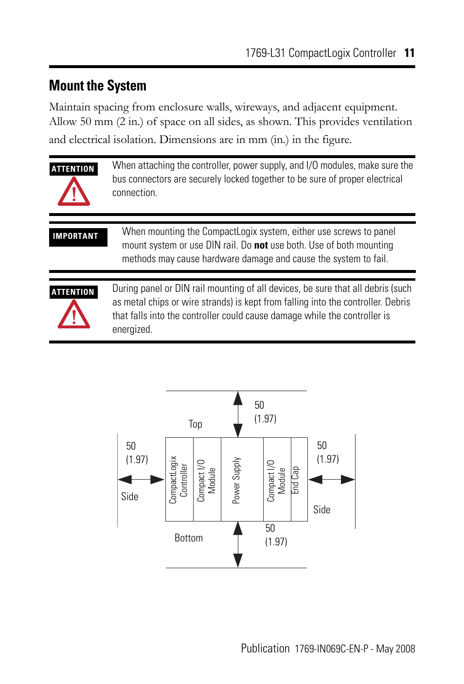 Mount the system | Rockwell Automation 1769-L31 CompactLogix Controller Installation Instructions User Manual | Page 11 / 32