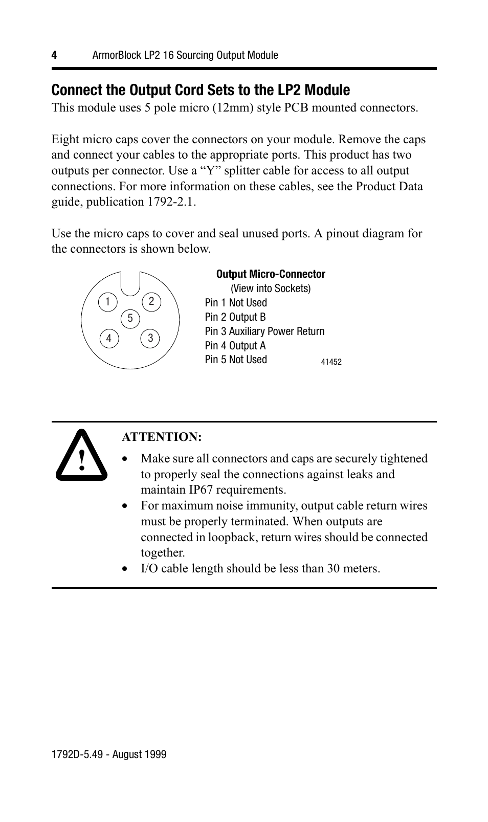 Connect the output cord sets to the lp2 module | Rockwell Automation 1792D-0BT16LP ArmorBlock LP2 16 Sourcing Output Module User Manual | Page 4 / 11