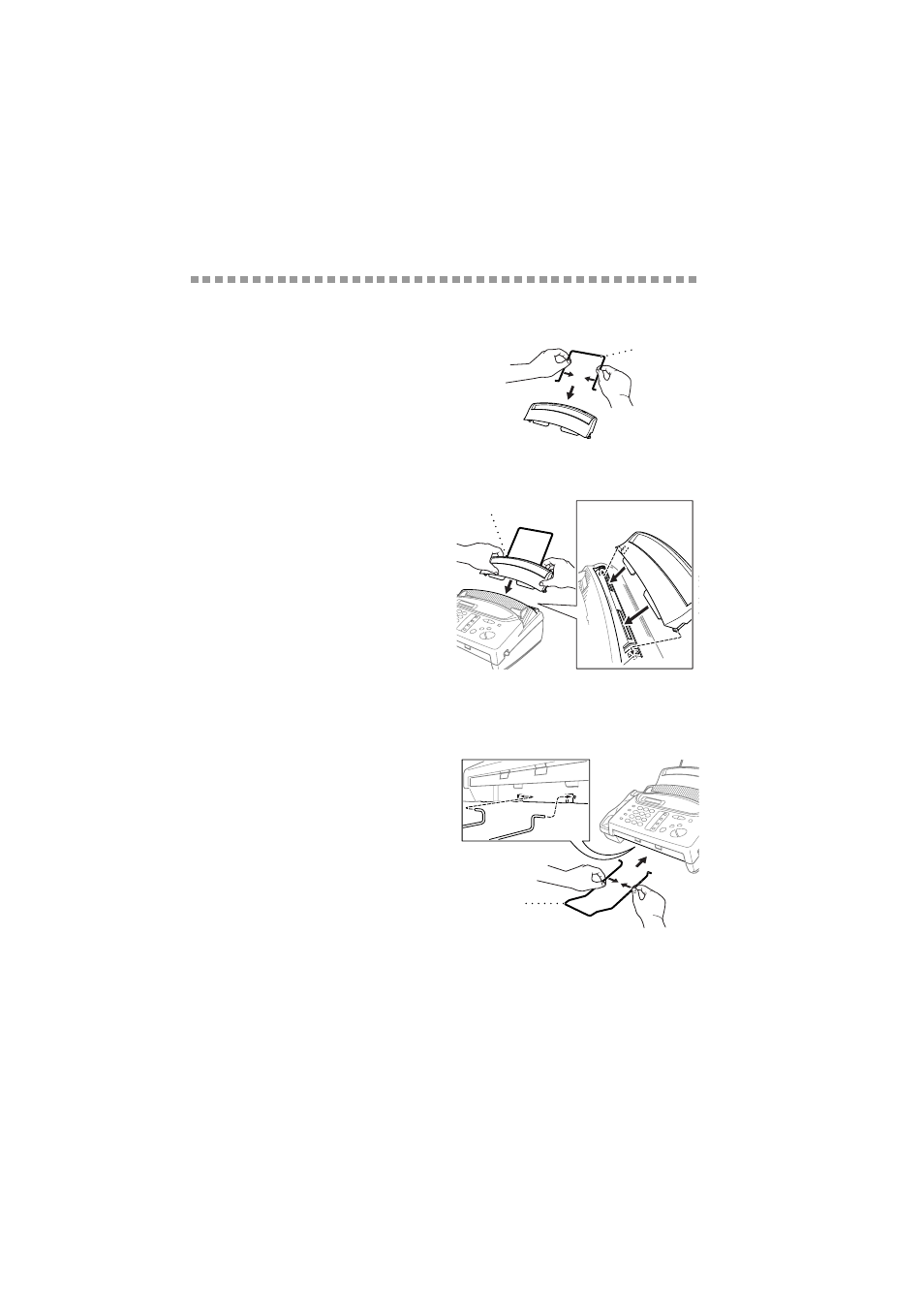 Assembly, Attach the paper wire extension, Attach the paper tray | Attach the output paper support, Assembly -2 | Brother IntelliFAX 560 User Manual | Page 18 / 83