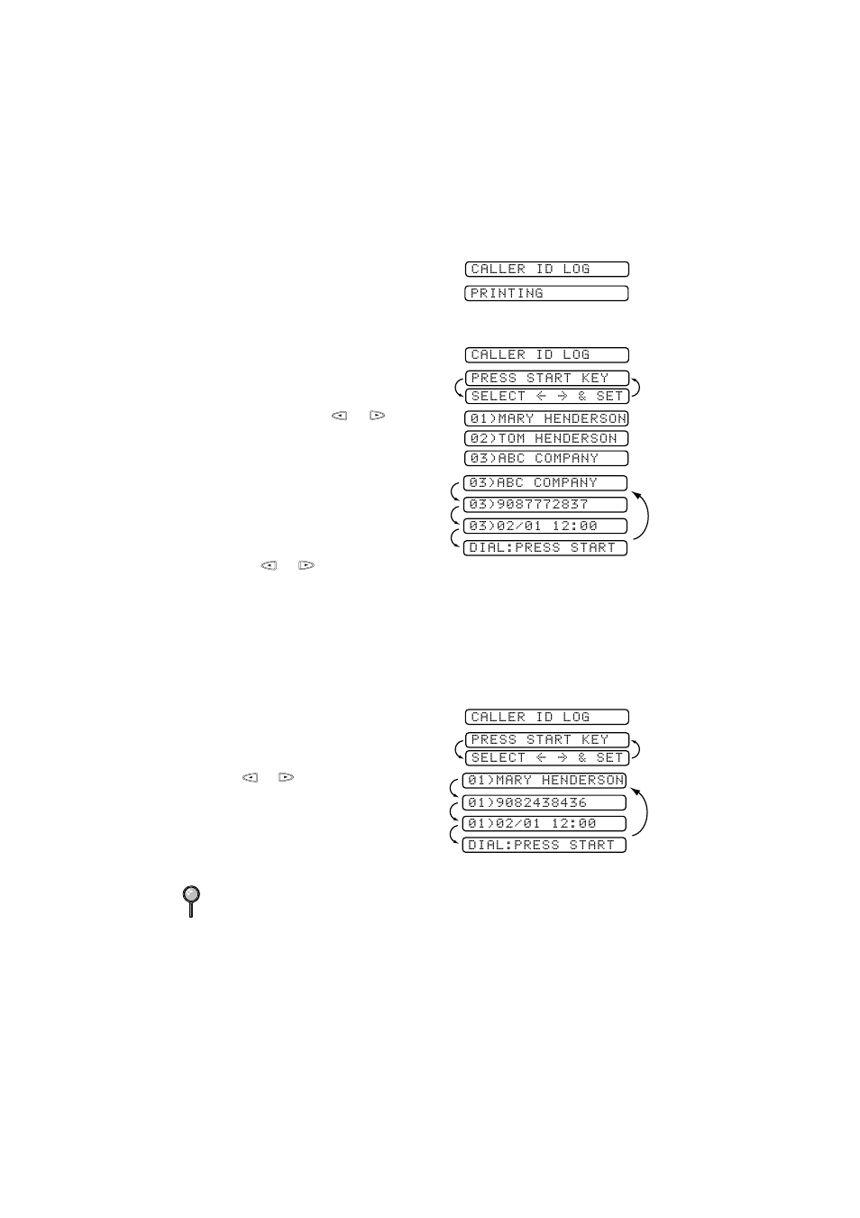 Printing the caller id log, Viewing the caller id log, Returning a call from the log | Brother IntelliFAX 560 User Manual | Page 56 / 83