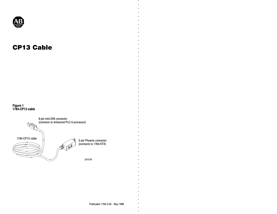 Rockwell Automation 1784-CP13 CP13 Cable Installation Instructions User Manual | 4 pages
