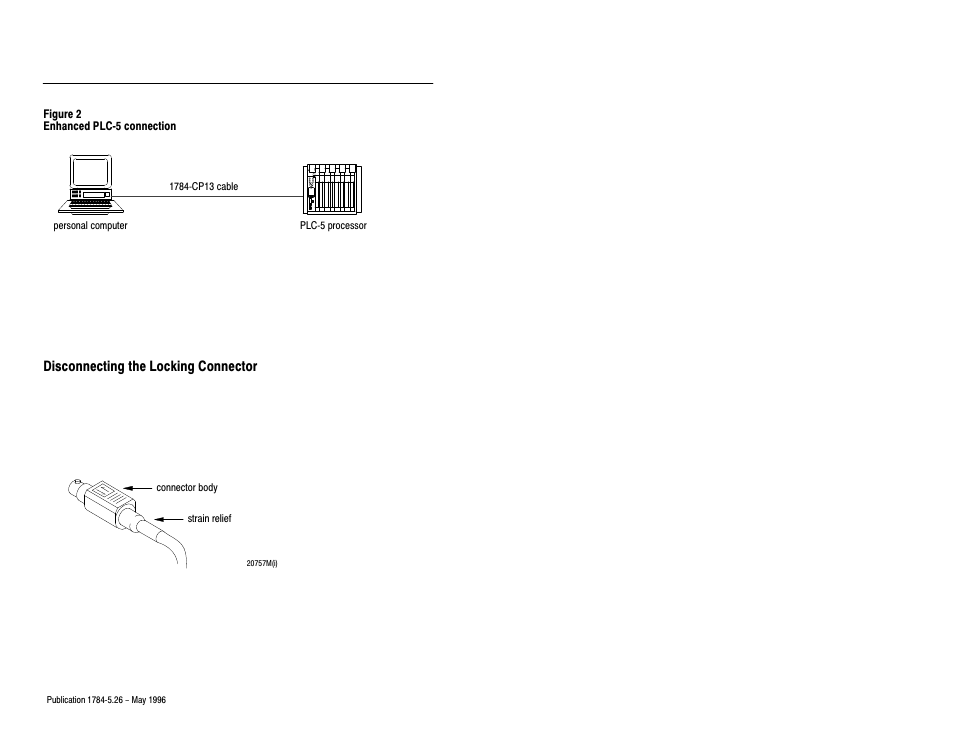 Disconnecting the locking connector | Rockwell Automation 1784-CP13 CP13 Cable Installation Instructions User Manual | Page 2 / 4