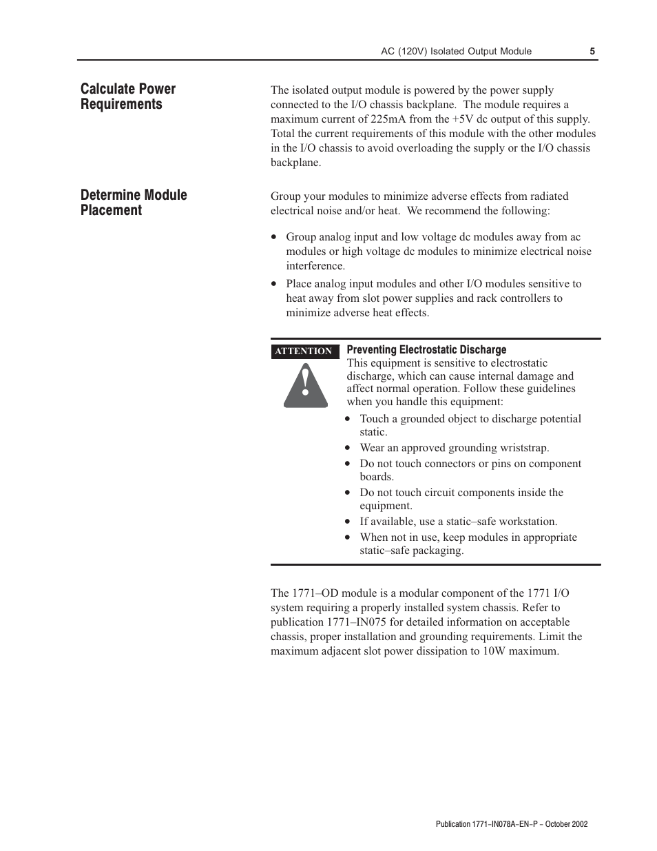 Rockwell Automation 1771-OD AC (120V) Isolated Output Module Installation Instructions User Manual | Page 5 / 12