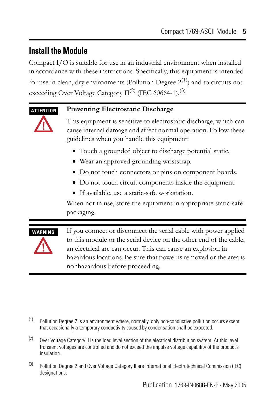 Install the module | Rockwell Automation 1769-ASCII Compact Module User Manual | Page 5 / 40