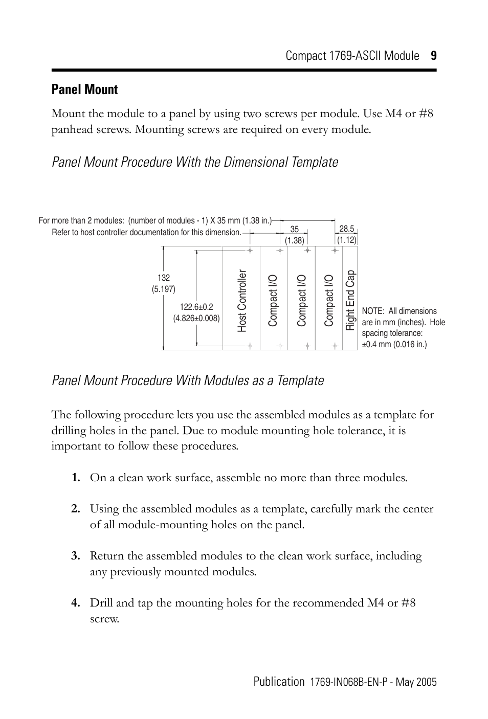 Panel mount | Rockwell Automation 1769-ASCII Compact Module User Manual | Page 9 / 40