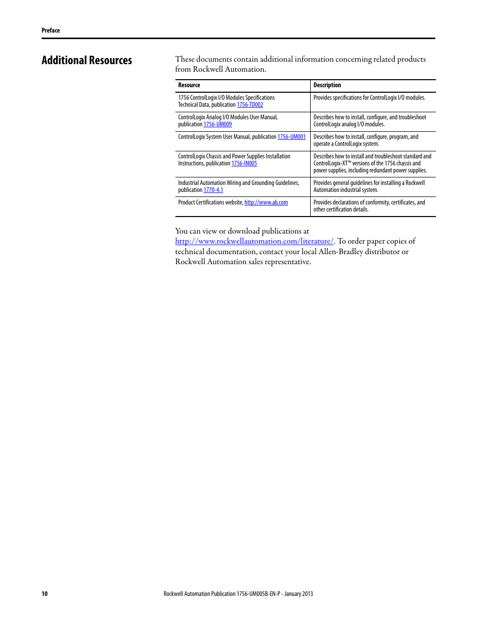 Additional resources | Rockwell Automation 1756-IF4FXOF2F ControlLogix High-speed Analog I/O Module User Manual | Page 10 / 152