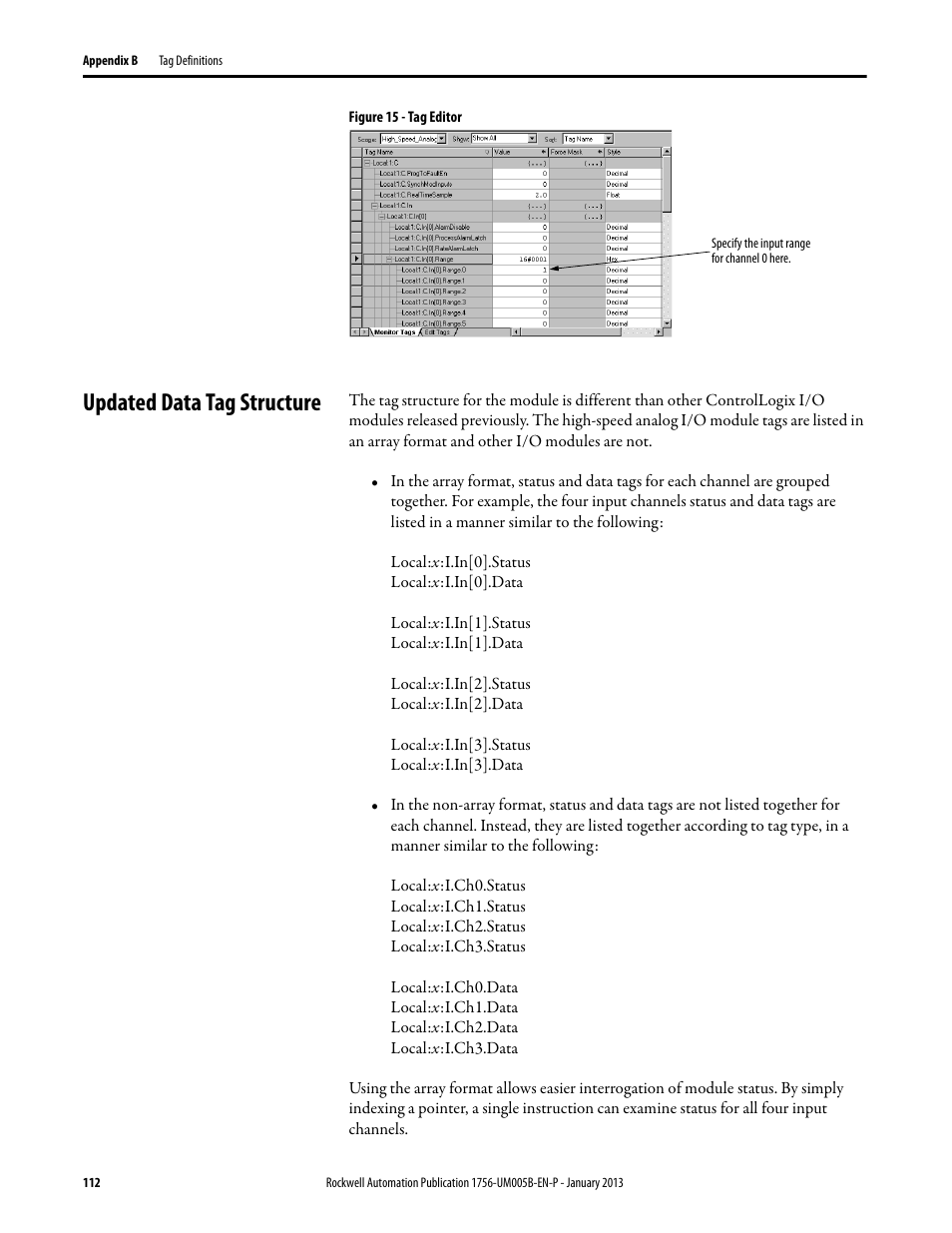 Updated data tag structure | Rockwell Automation 1756-IF4FXOF2F ControlLogix High-speed Analog I/O Module User Manual | Page 112 / 152