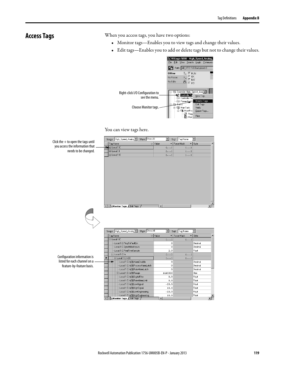 Access tags | Rockwell Automation 1756-IF4FXOF2F ControlLogix High-speed Analog I/O Module User Manual | Page 119 / 152
