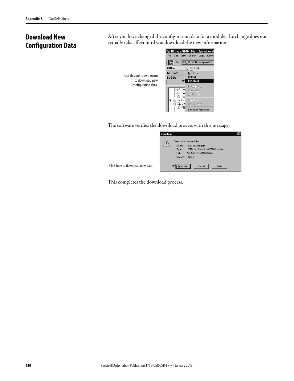Download new configuration data | Rockwell Automation 1756-IF4FXOF2F ControlLogix High-speed Analog I/O Module User Manual | Page 120 / 152