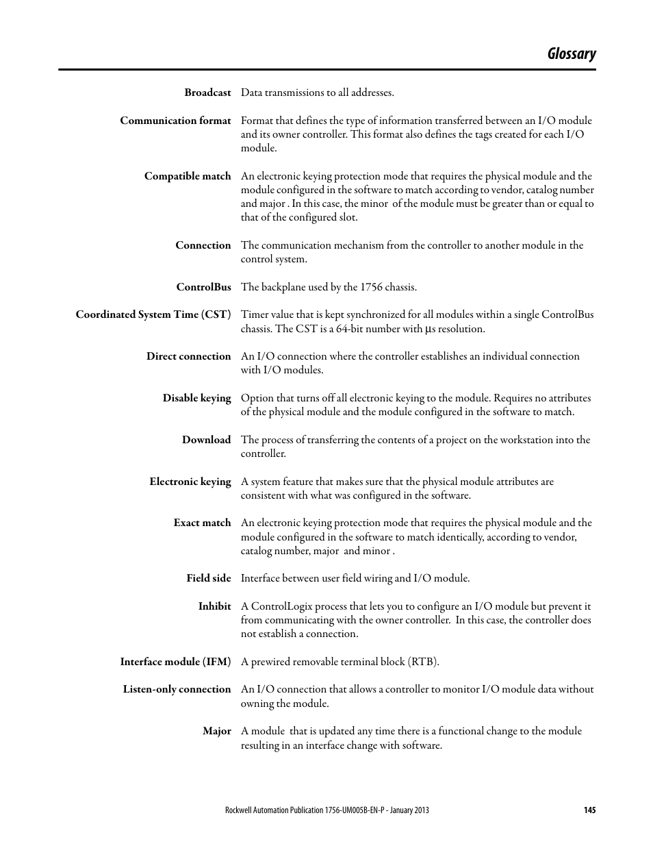 Glossary | Rockwell Automation 1756-IF4FXOF2F ControlLogix High-speed Analog I/O Module User Manual | Page 145 / 152