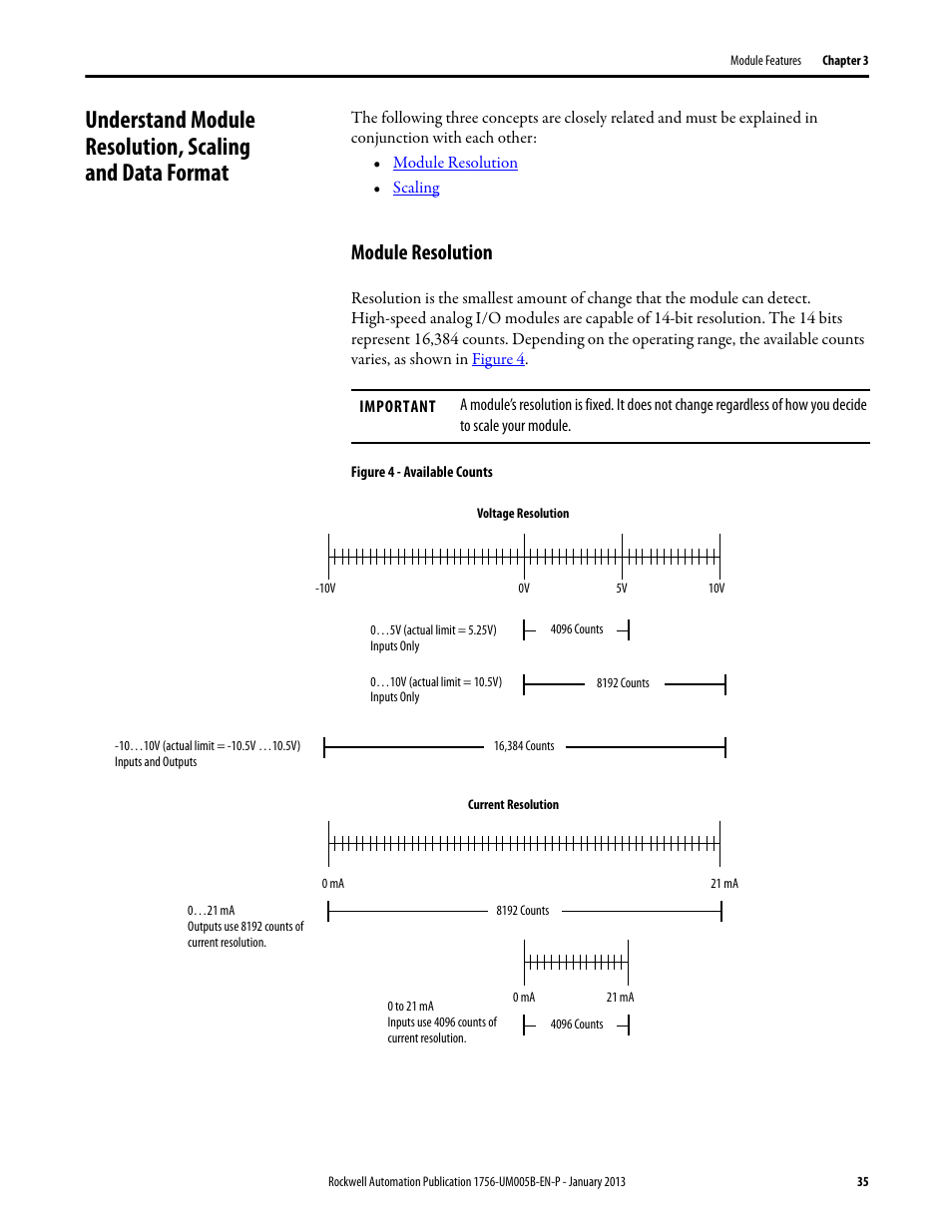 Module resolution | Rockwell Automation 1756-IF4FXOF2F ControlLogix High-speed Analog I/O Module User Manual | Page 35 / 152