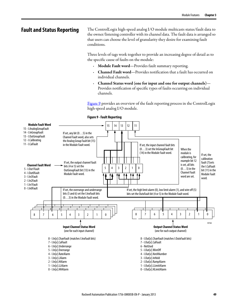 Fault and status reporting | Rockwell Automation 1756-IF4FXOF2F ControlLogix High-speed Analog I/O Module User Manual | Page 49 / 152