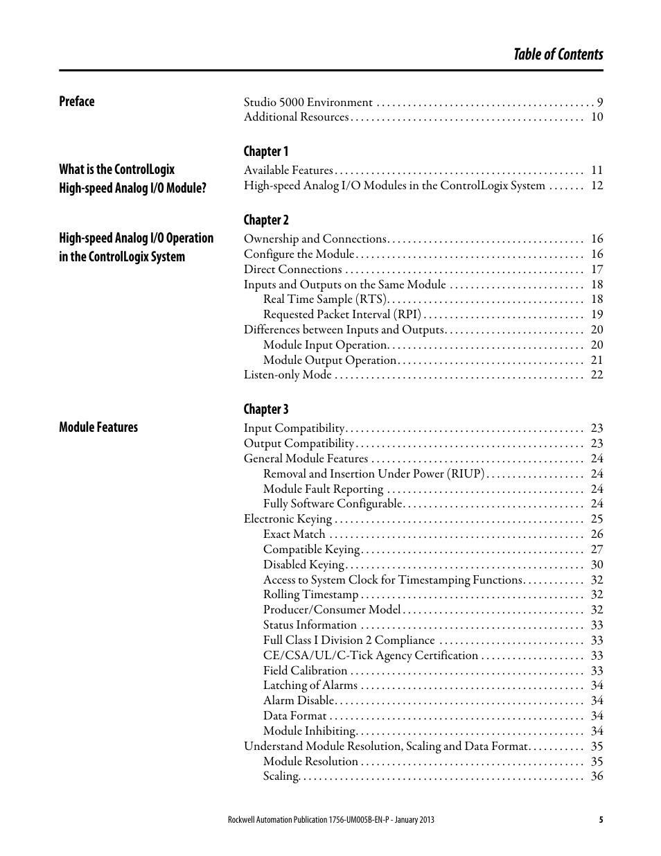 Rockwell Automation 1756-IF4FXOF2F ControlLogix High-speed Analog I/O Module User Manual | Page 5 / 152