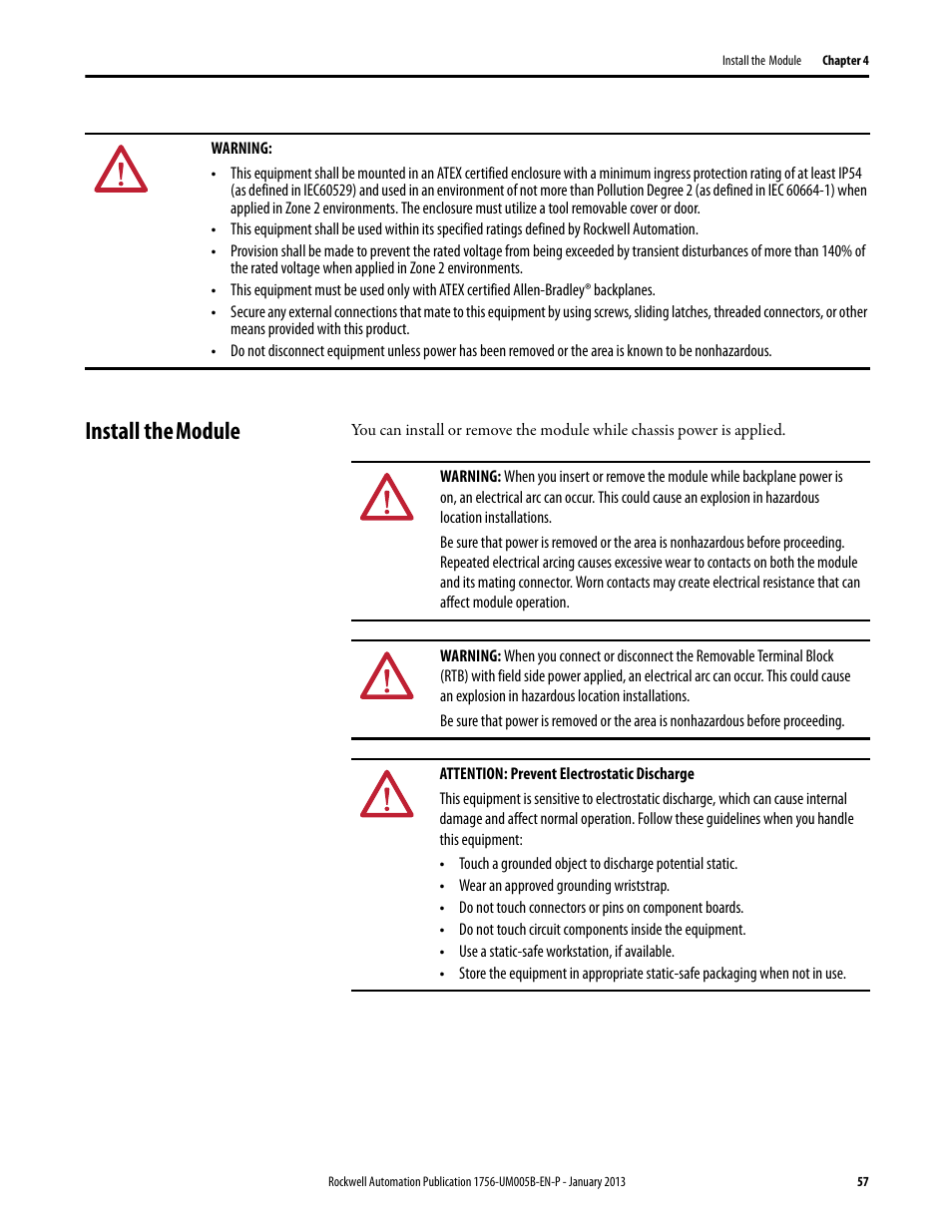 Install the module, Install themodule | Rockwell Automation 1756-IF4FXOF2F ControlLogix High-speed Analog I/O Module User Manual | Page 57 / 152