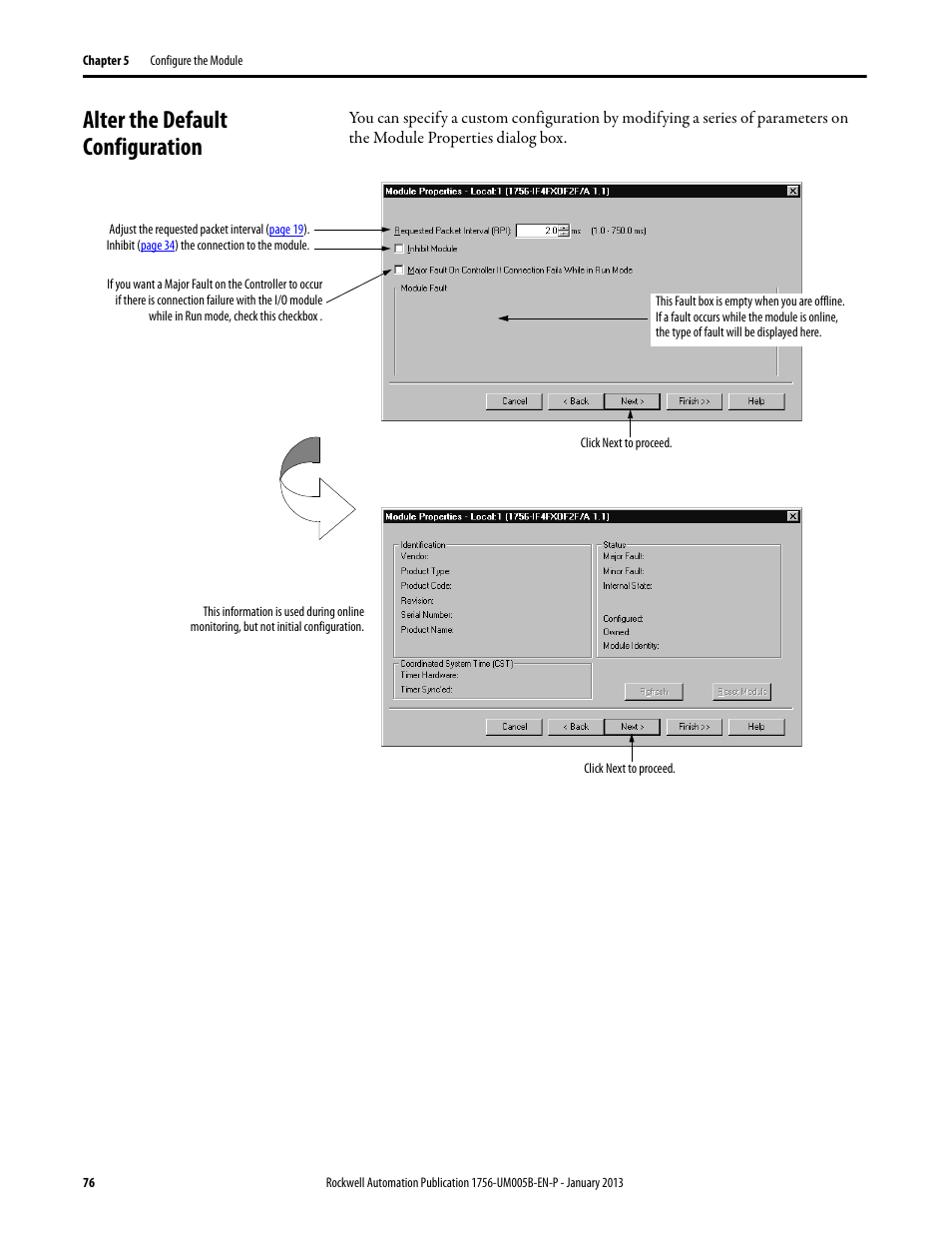 Alter the default configuration | Rockwell Automation 1756-IF4FXOF2F ControlLogix High-speed Analog I/O Module User Manual | Page 76 / 152