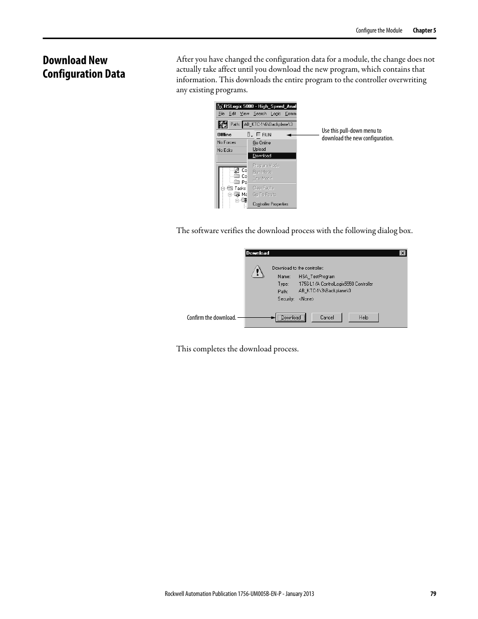 Download new configuration data | Rockwell Automation 1756-IF4FXOF2F ControlLogix High-speed Analog I/O Module User Manual | Page 79 / 152