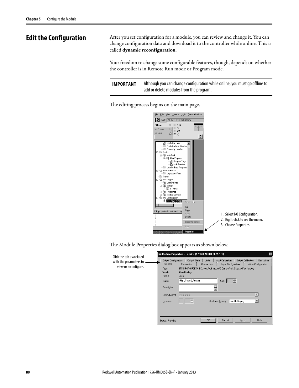 Edit the configuration | Rockwell Automation 1756-IF4FXOF2F ControlLogix High-speed Analog I/O Module User Manual | Page 80 / 152