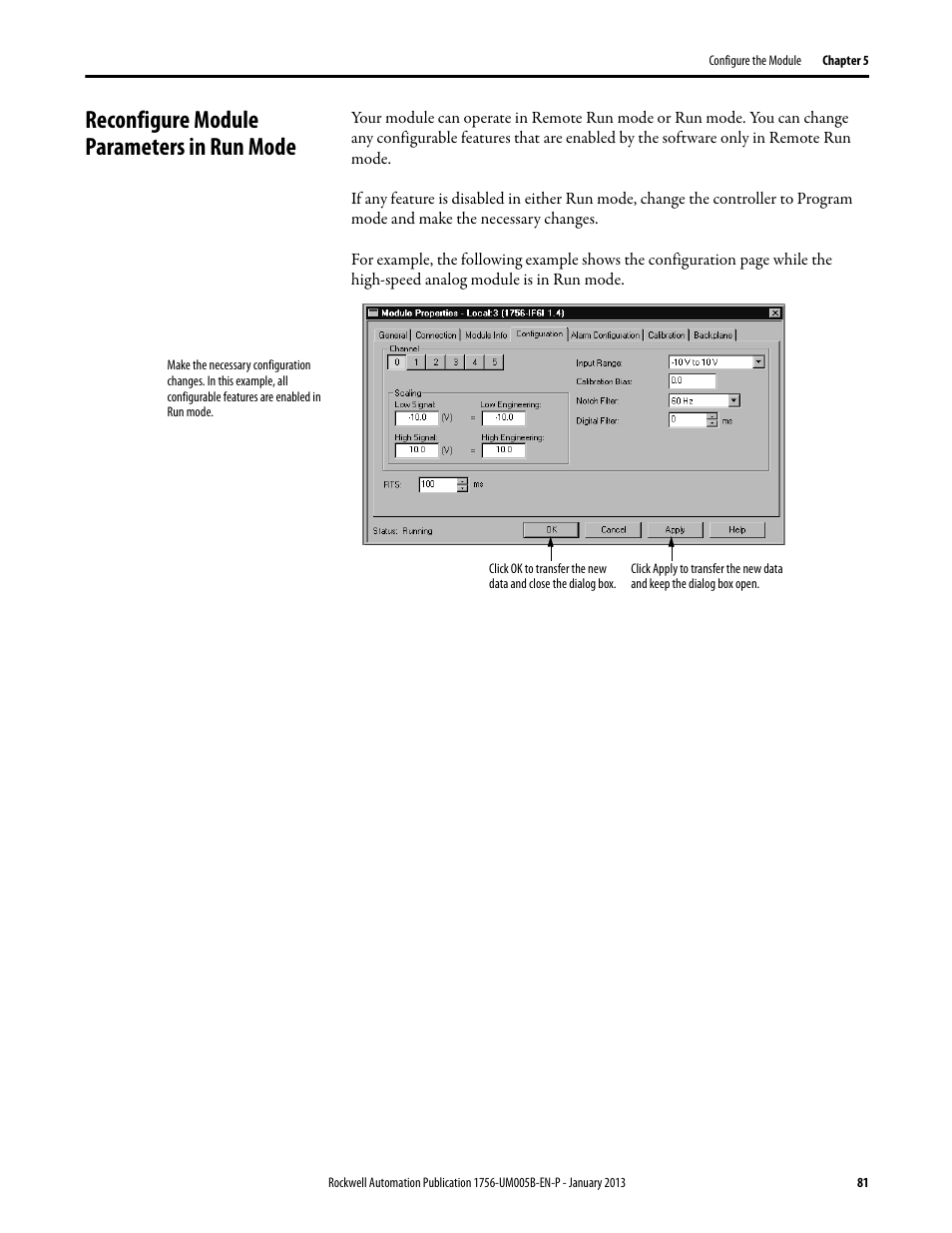 Reconfigure module parameters in run mode | Rockwell Automation 1756-IF4FXOF2F ControlLogix High-speed Analog I/O Module User Manual | Page 81 / 152