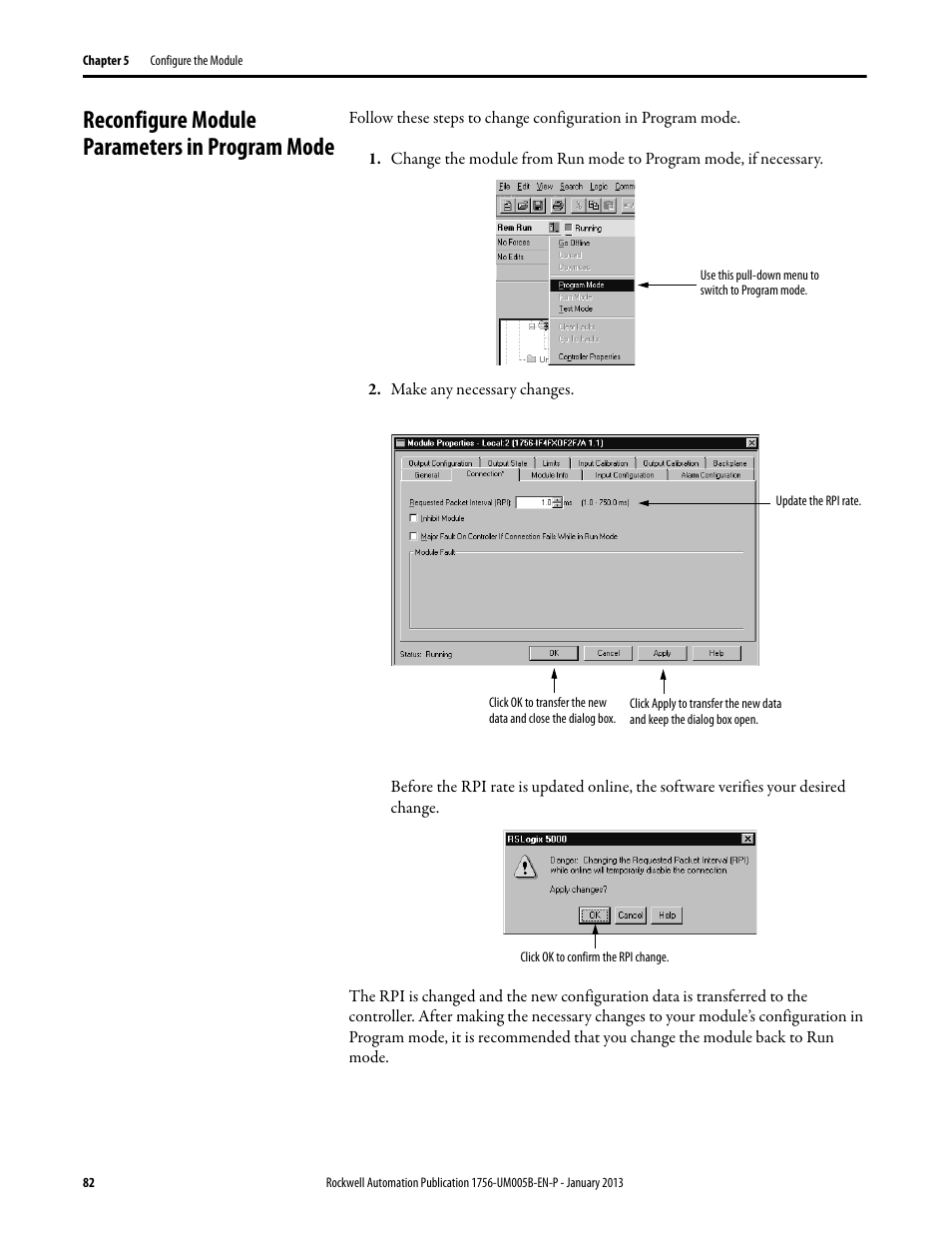 Reconfigure module parameters in program mode | Rockwell Automation 1756-IF4FXOF2F ControlLogix High-speed Analog I/O Module User Manual | Page 82 / 152
