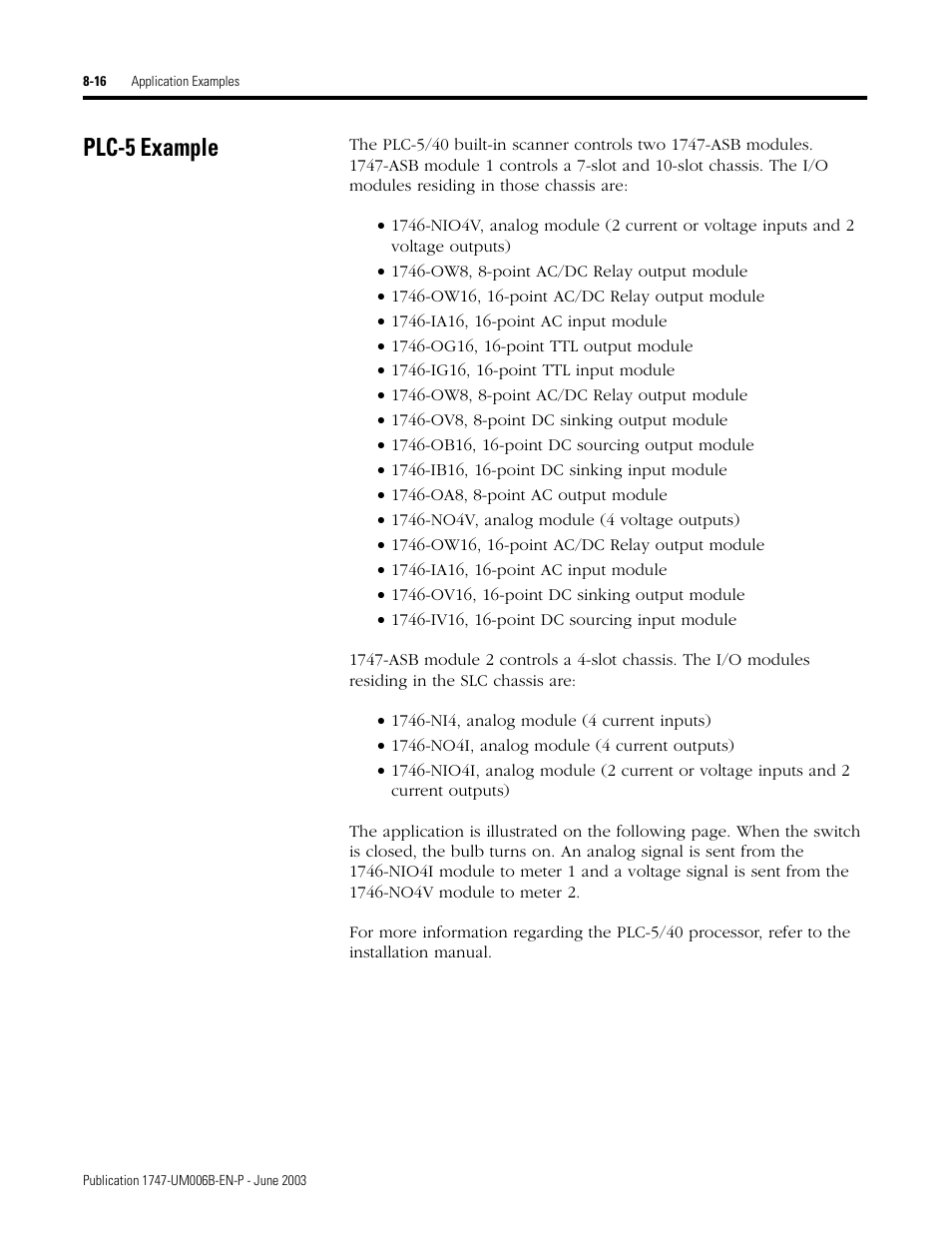 Plc-5 example, Plc-5 example -16 | Rockwell Automation 1747-ASB Remote I/O Adapter User Manual | Page 120 / 156