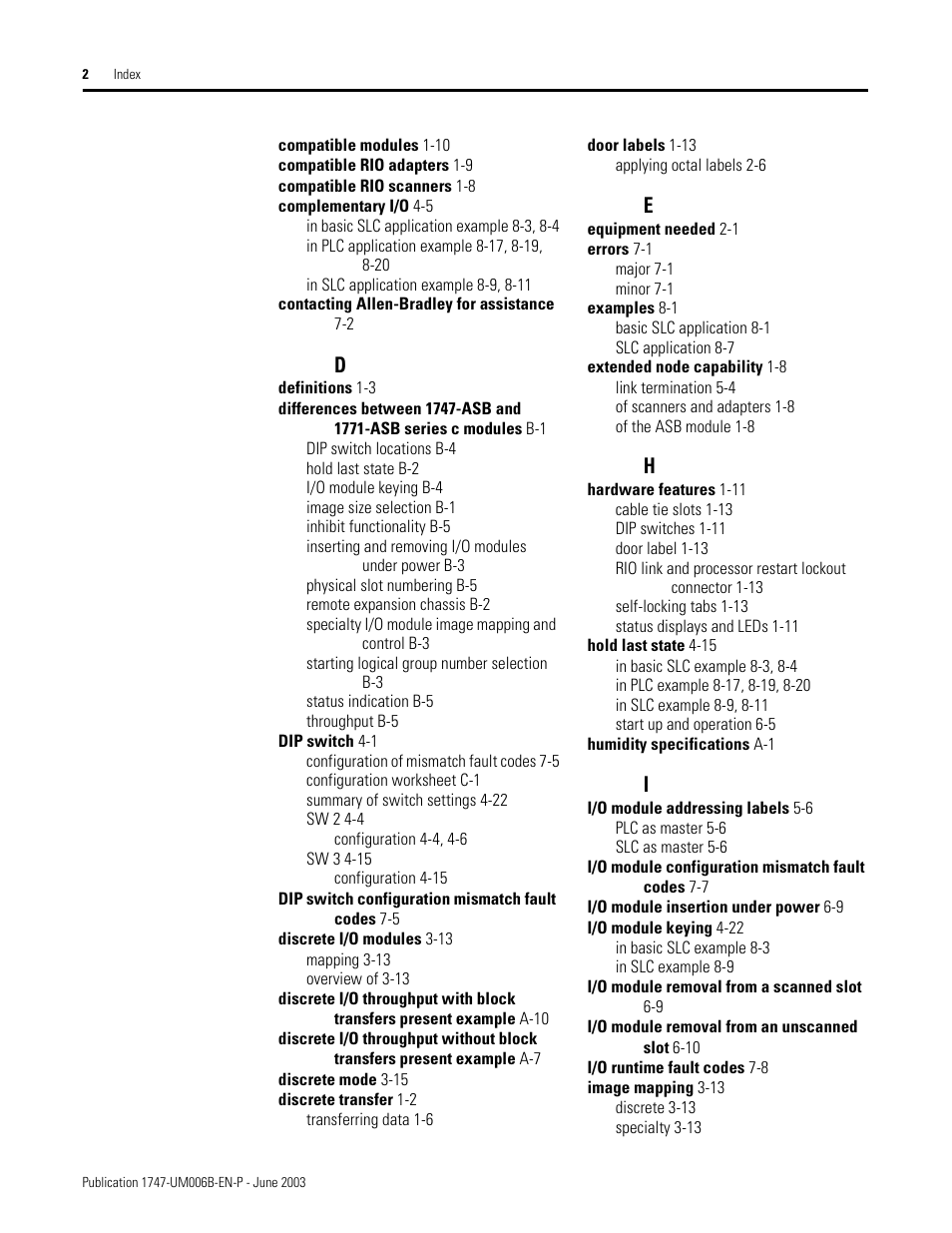 Rockwell Automation 1747-ASB Remote I/O Adapter User Manual | Page 152 / 156