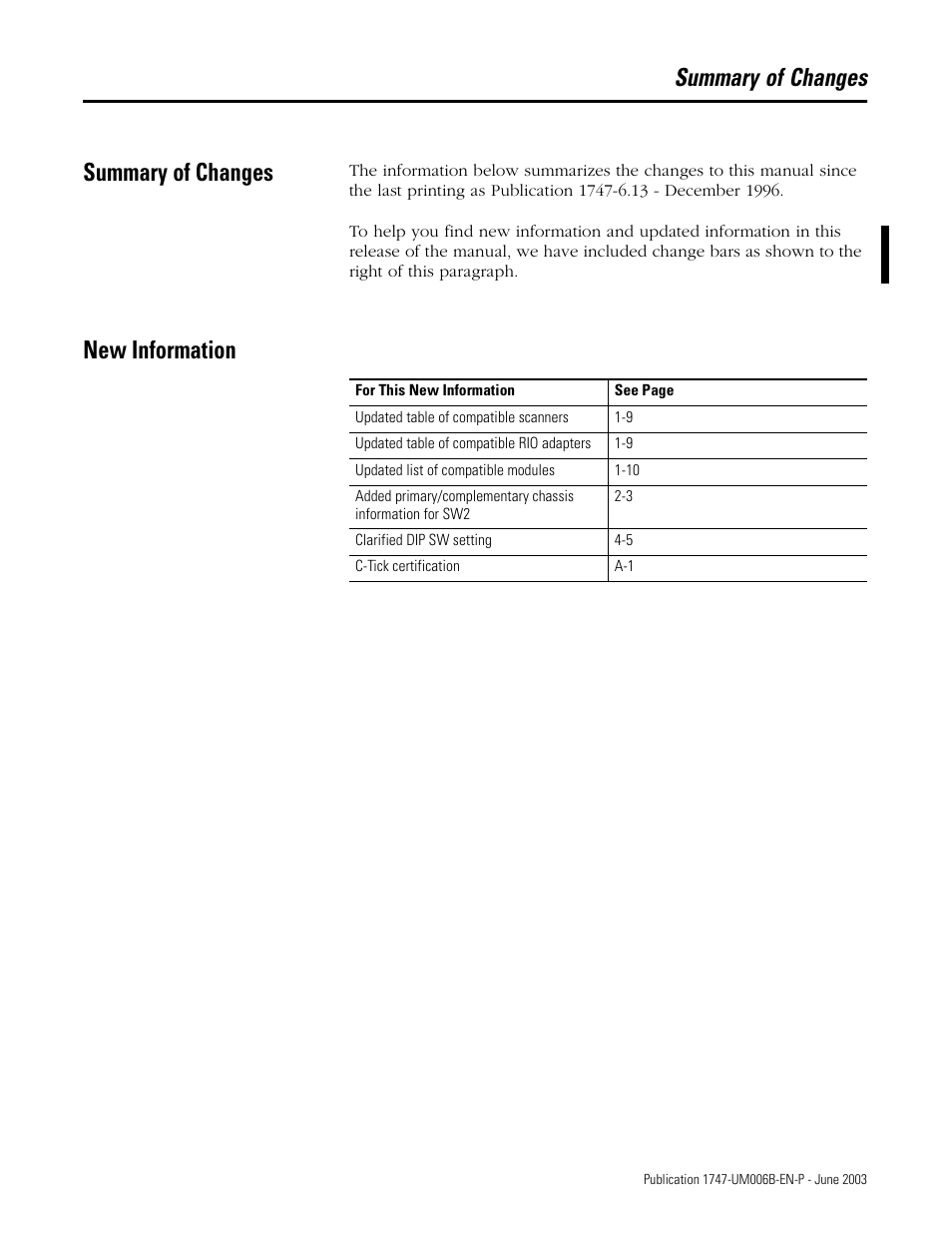 Summary of changes, New information | Rockwell Automation 1747-ASB Remote I/O Adapter User Manual | Page 3 / 156