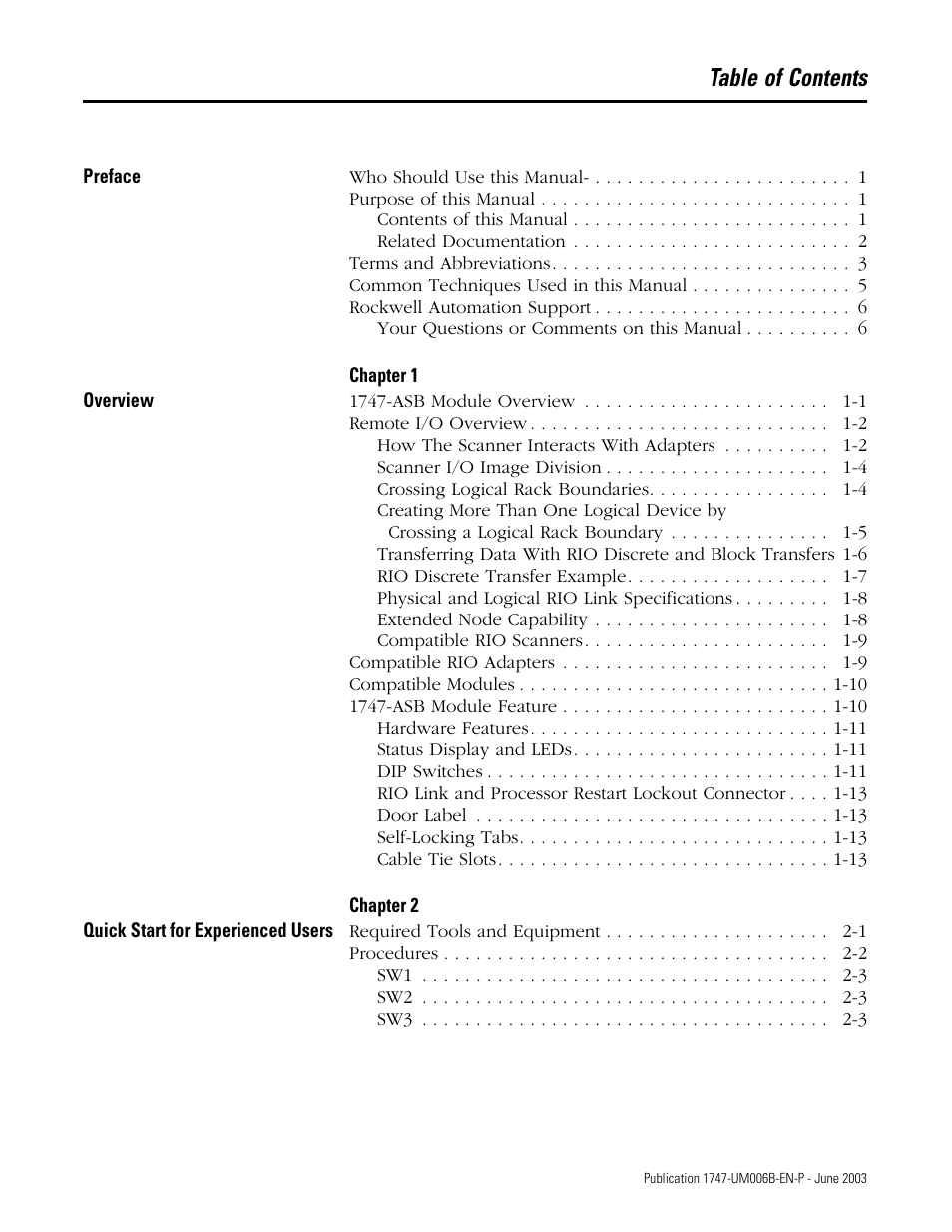 Rockwell Automation 1747-ASB Remote I/O Adapter User Manual | Page 5 / 156