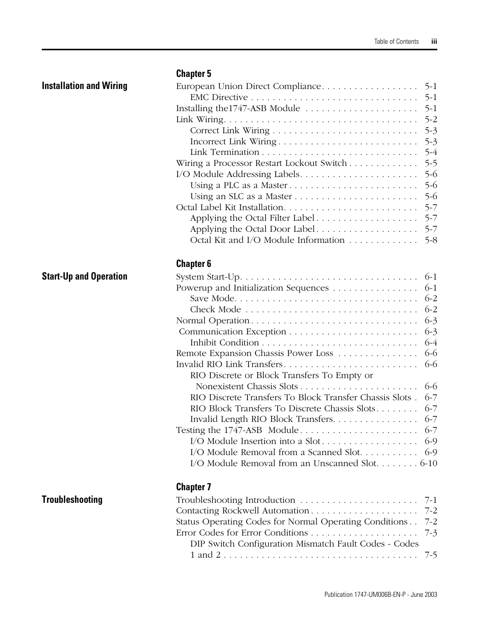 Rockwell Automation 1747-ASB Remote I/O Adapter User Manual | Page 7 / 156