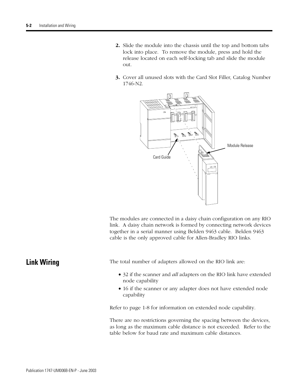 Link wiring, Link wiring -2 | Rockwell Automation 1747-ASB Remote I/O Adapter User Manual | Page 80 / 156