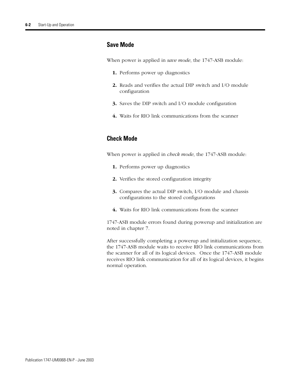 Save mode -2 check mode -2, Save mode, Check mode | Rockwell Automation 1747-ASB Remote I/O Adapter User Manual | Page 88 / 156