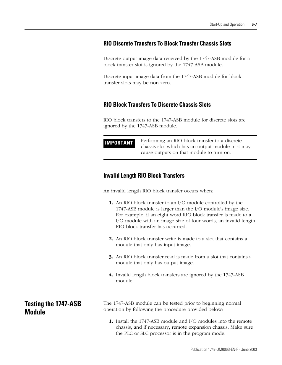 Testing the 1747-asb module, Testing the 1747-asb module -7 | Rockwell Automation 1747-ASB Remote I/O Adapter User Manual | Page 93 / 156