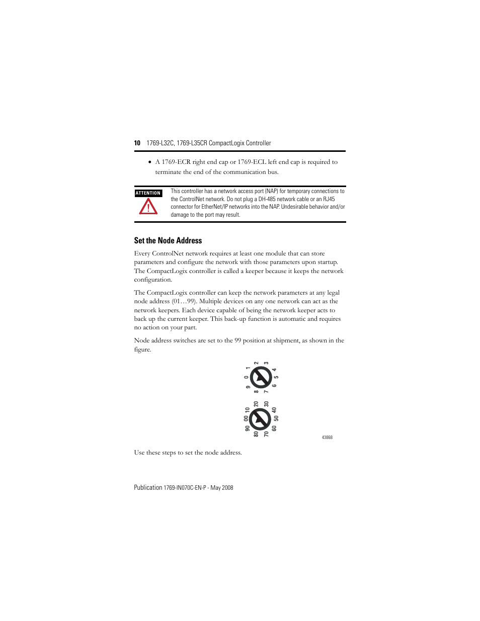 Set the node address | Rockwell Automation 1769-L32C_L35CR CompactLogix Controller Installation Instructions User Manual | Page 10 / 48