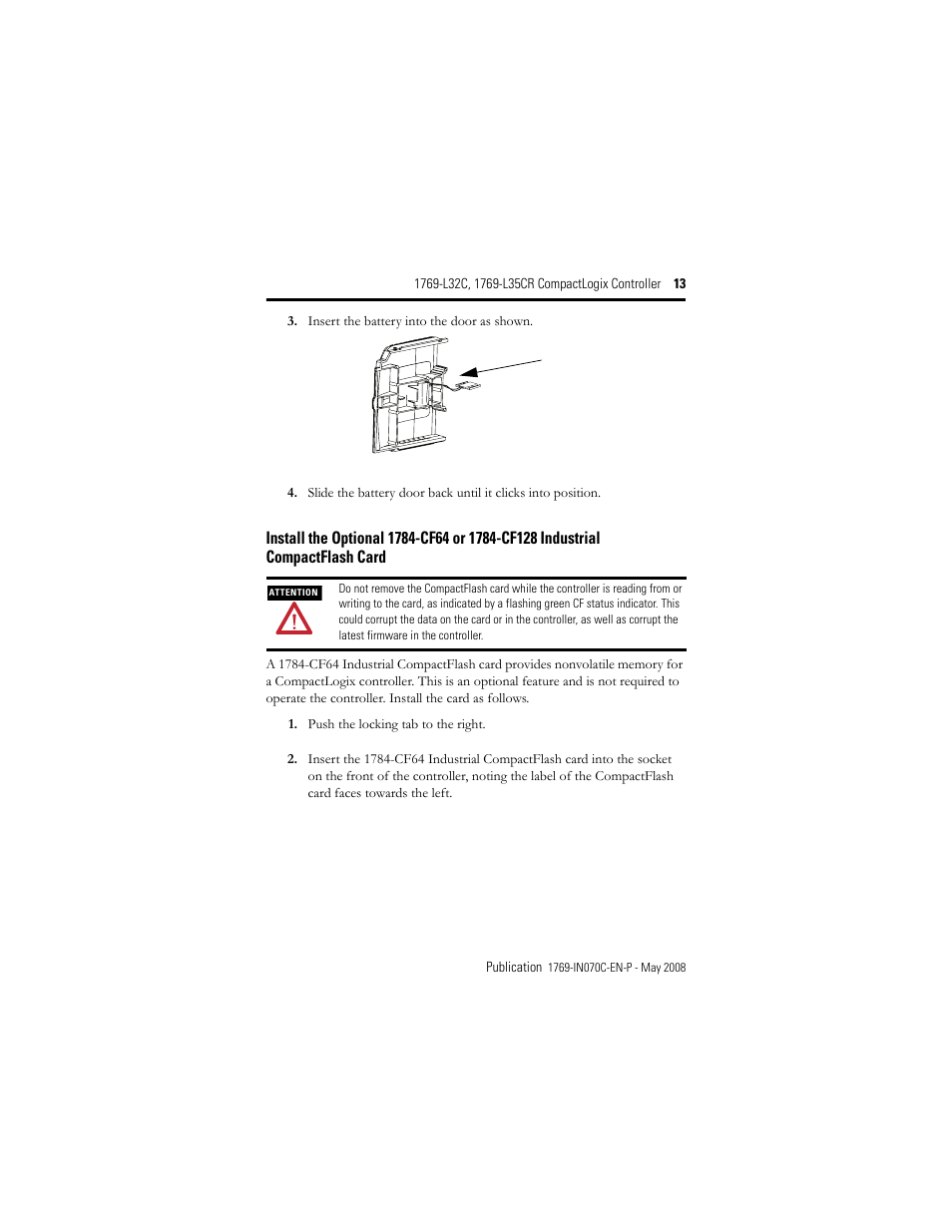 Rockwell Automation 1769-L32C_L35CR CompactLogix Controller Installation Instructions User Manual | Page 13 / 48